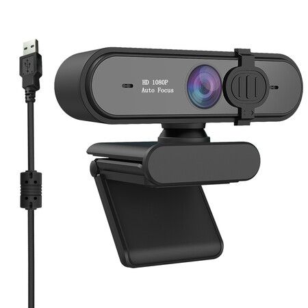 1080P 60FPS Webcam with Software Control, Dual Microphone & Cover, Autofocus, HD USB Computer Web Camera, for OBS/Gaming/Zoom/Skype/FaceTime/Teams/Twitch