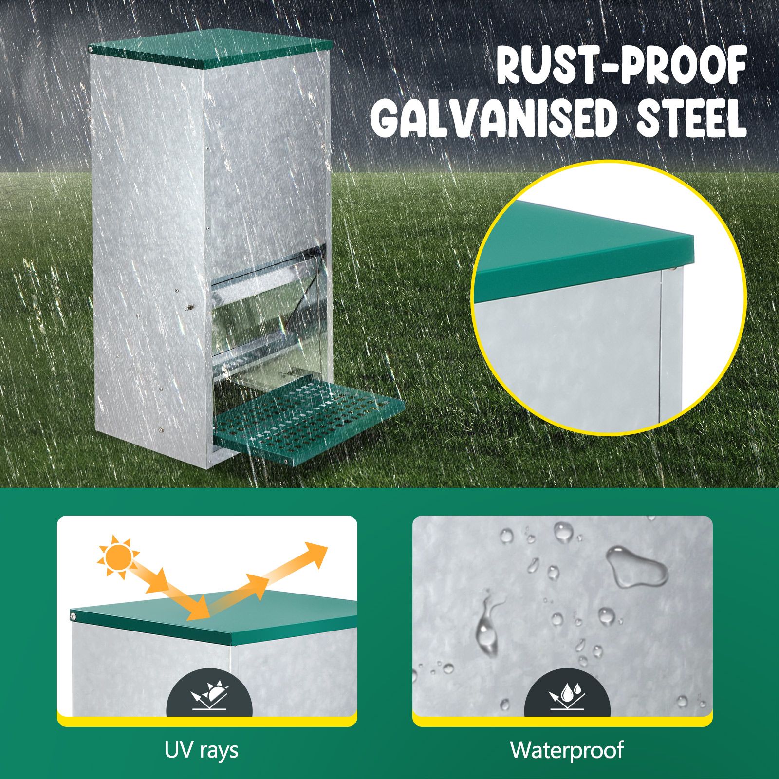 Auto Chicken Feeder Automatic Poultry Treadle Hens Rabbit Chook Food