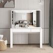 White Dressing Table Vanity Makeup Bedroom with Big Mirror Dresser Modern Wooden Furniture Drawers Storage 