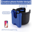 Stroller Cup Holder with Phone Holder,Bike Cup Holder,2-in-1 Universal Cup Phone Holder for Stroller,Bike,Wheelchair,Walker,Scooter (Blue)