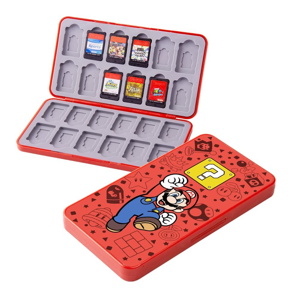 Game Card Case for Nintendo Switch/ Switch Lite/ OLED 24 Game Holder Cartridge Case for Game Card (Red Mario-24 Slots)