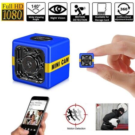 1080P Cop Cam Mini Spy Hiedden Camera , Convert Security Nanny Cam with Loop Recording / Motion Detection for Home,Car,Office 8GB Micro SD Card