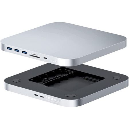 USB-C Hub with Dual Hard Drive Enclosure,Type-C Docking Station for Mac Mini M2,Mac Studio M1 Max Ultra with 2.5inch SATA,M.2 NVMe NGFF,USB 3.1 Gen2,USB-C,SD/TF,2 USB 3.0 (MC25 Pro)