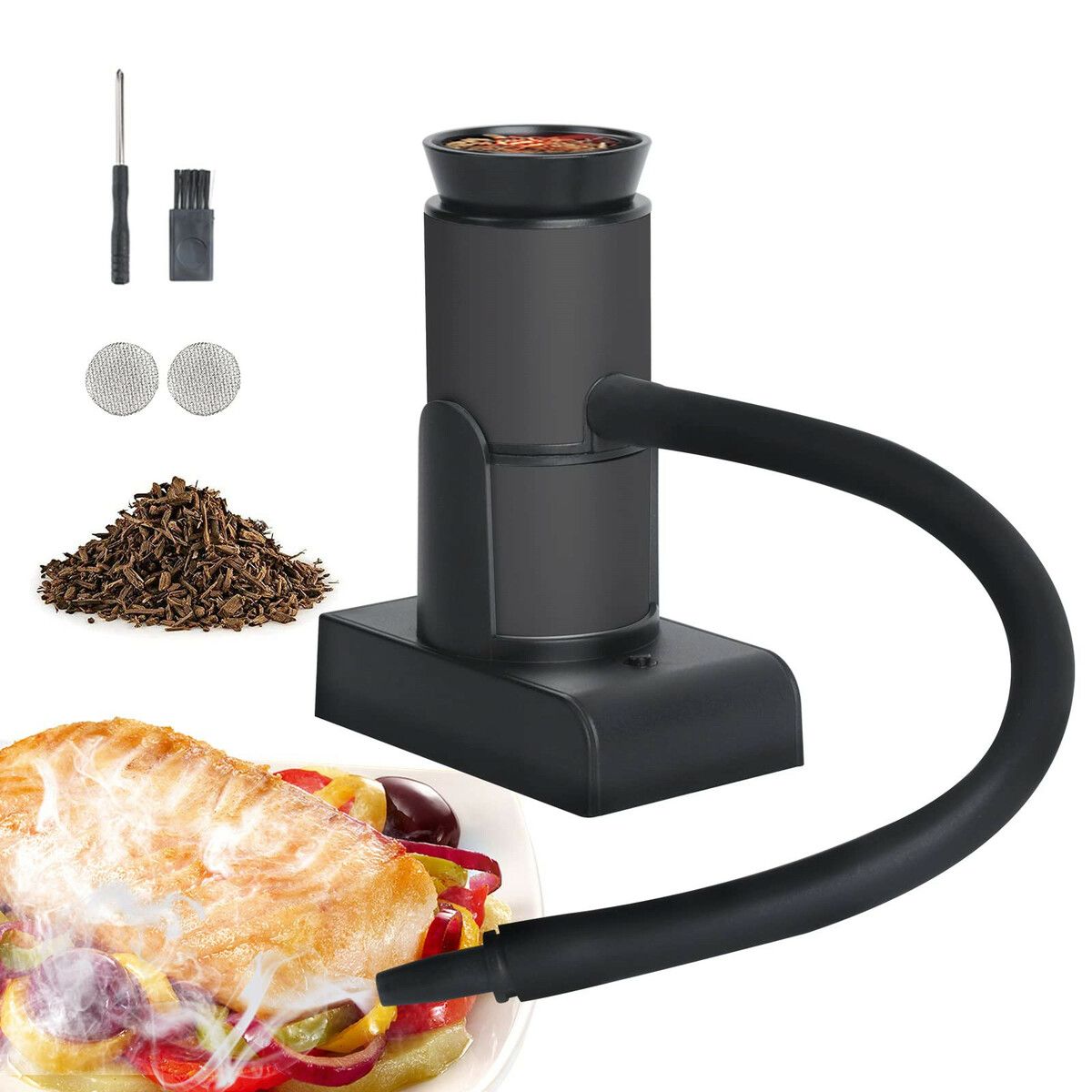 Smoking Gun Food Smoker Portable Wood Cocktails Smoke Infuser with Wood Chips for Sous Vide Meat Salmon BBQ Grill (Black)