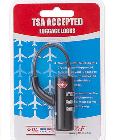 Cable Luggage Locks, Resettable Combination with Alloy Body - Black