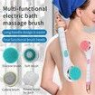 USB Rechargeable Silicone Shower Brush Long Handle Electric Scrubber 4 in 1 Body Scrub and Deep Cleaning Massage,1 Pack (Pink)