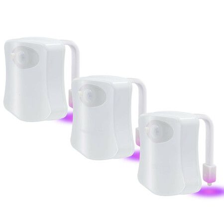 Motion Sensor Toilet Night Light Bathroom Body Motion Sensor Toilet Bowl Seat Light Lamp 8-Color Changes-3 Pack