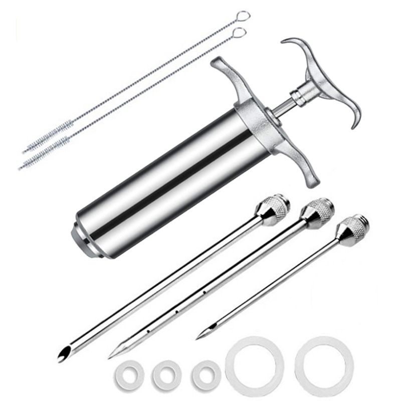 Meat Injector Syringe 2-oz Marinade Flavor Barrel 304 Stainless Steel