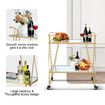 Gold Bar Cart Coffee Trolley Serving Drinks Liquor Tea Wine Cocktail Alcohol Whiskey Trolly Beverage 4 Rolling Wheels 2 Trays Mirrored Glass