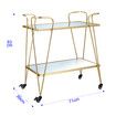 Gold Bar Cart Coffee Trolley Serving Drinks Liquor Tea Wine Cocktail Alcohol Whiskey Trolly Beverage 4 Rolling Wheels 2 Trays Mirrored Glass