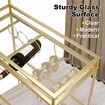 Bar Cart Gold Drinks Coffee Trolley Serving Liquor Wine Cocktail Alcohol Whiskey Trolly Holder Home Kitchen Rolling Metal Tempered Glass Storage