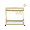 Bar Cart Gold Drinks Coffee Trolley Serving Liquor Wine Cocktail Alcohol Whiskey Trolly Holder Home Kitchen Rolling Metal Tempered Glass Storage