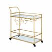 Bar Cart Gold Drinks Coffee Trolley Serving Liquor Wine Cocktail Alcohol Whiskey Trolly Holder Home Kitchen Rolling Metal Tempered Glass Storage