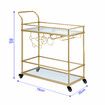 Bar Cart Gold Drinks Coffee Trolley Serving Liquor Wine Cocktail Alcohol Whiskey Trolly Holder Home Kitchen Rolling Metal Tempered Glass Storage