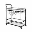 Bar Cart Black Wine Coffee Trolley Serving Drinks Liquor Tea Cocktail Alcohol Beverage Whiskey Rolling Mobile Bottle Glass Holder Home Storage