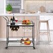 Bar Cart Black Wine Coffee Trolley Serving Drinks Liquor Tea Cocktail Alcohol Beverage Whiskey Rolling Mobile Bottle Glass Holder Home Storage