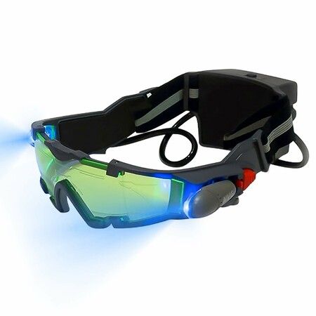 Kids Night Vision Goggles, Adjustable Spy Gear Night Mission Goggles with Flip-Out Lights Green Lens