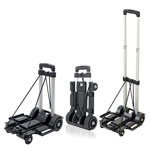 Foldable Hand Truck Luggage Cart 4 Wheels Transportation Trolley Aluminum Alloy Portable for Shopping Travel Compact Light Weight