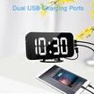 Digital Alarm Clock Large Mirror Display Surface LED Clocks with Dual USB Charger PortsRoom Wall Decor for Bedrooms-Black