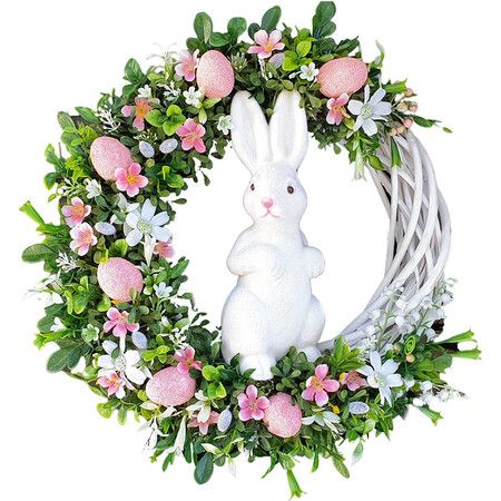 Easter Decorative Rabbit Wreath Realistic Realistic Looking Home Hanging Ornament