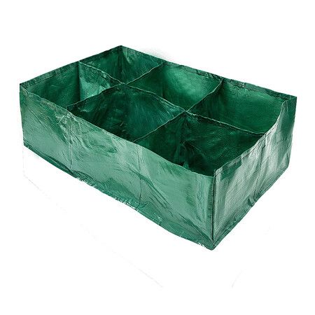 Large Fabric Planting Bags, PE Grow Bags with 6 Compartments, Breathable Planters with Drainage Holes for Tomatoes, Chilis, Herbs and Flowers