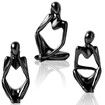 Resin Thinker Statue Gold Decor Abstract Bookshelf Sculpture for Office Book Shelf Gold Figurines Accents(Black-3 Pack)