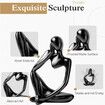 Resin Thinker Statue Gold Decor Abstract Bookshelf Sculpture for Office Book Shelf Gold Figurines Accents(Black-3 Pack)