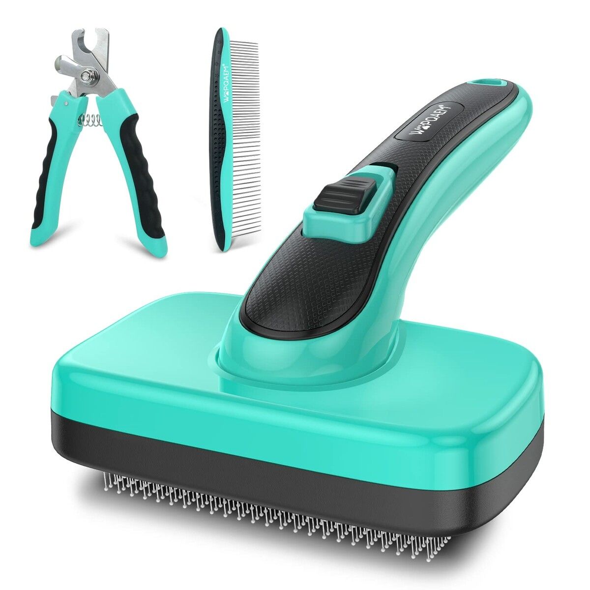 Pet Cleaning Slicker Brush for Shedding Long Short Haired, Safe Painless Bristles , Sit For All Size Pet, With Comb and Nail Clippers included