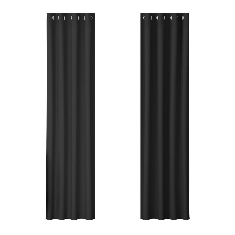 Artiss 2X Blockout Curtains Eyelet 140x230cm Black