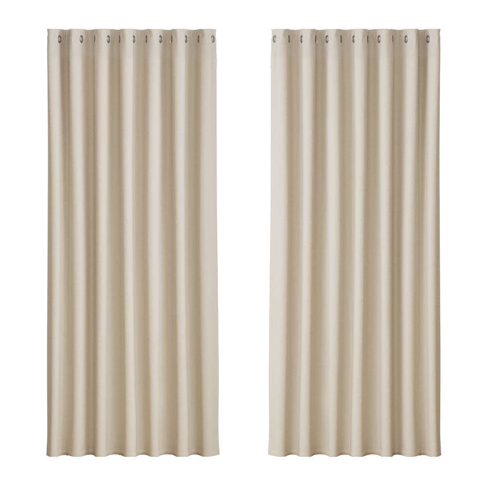 Artiss 2X Blockout Curtains Eyelet 240x230cm Beige