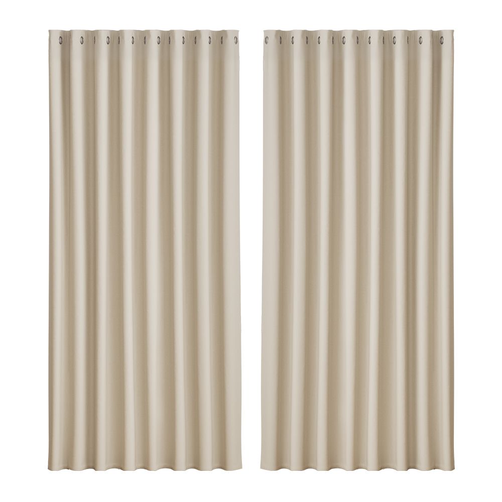 Artiss 2X Blockout Curtains Eyelet 300x230cm Beige