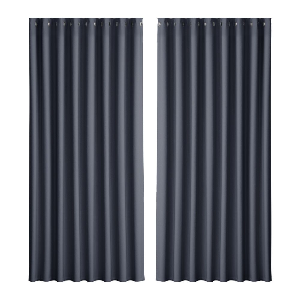 Artiss 2X Blockout Curtains Eyelet 300x230cm Charcoal