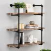 3 Tier Industrial Pipe Wall Shelf Retro Brown