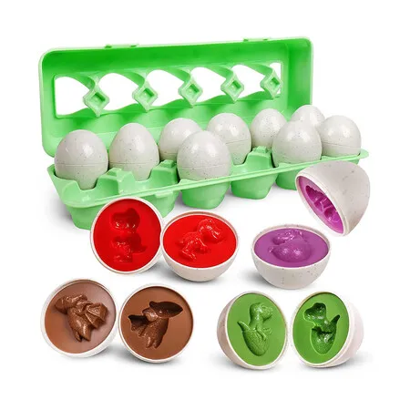 Dinosaur Toys Matching Eggs Easter Eggs Dinosaur Toys Easter Eggs Color Shape Recognition Puzzle for Easter Skills Educational Learning
