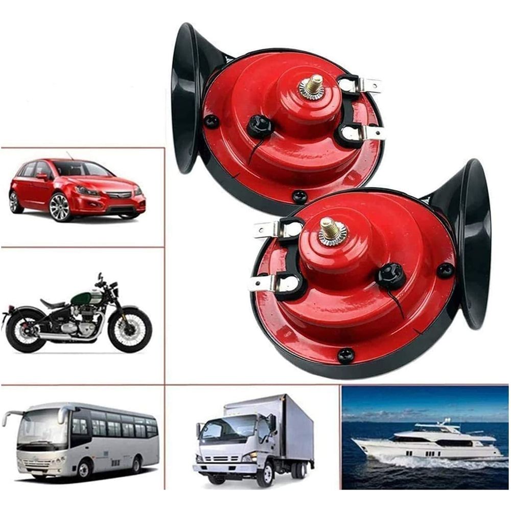 300db car horn 12v waterproof double horn for trucks ships 2 pcs (red)