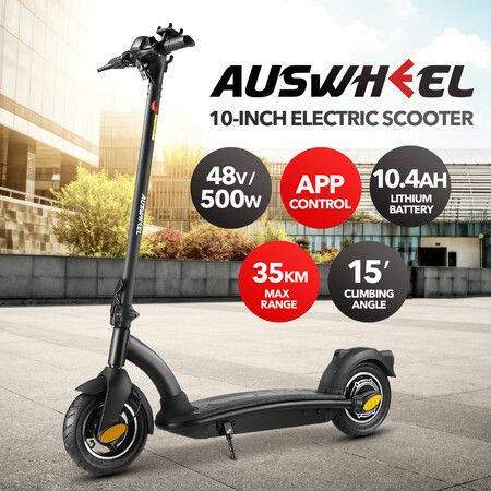Off Road E-scooter Electric Scooter AUSWHEEL 500W Adults Foldable Motorised Bike Commuting Vehicle Seat Drum Brake LED Lights | Crazy Sales