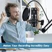USB Microphone,Professional 192kHz/24Bit Plug & Play PC Computer Condenser Cardioid Mic Kit with Sound Advanced Chipset for Streaming,Podcast,Studio Recording and Games