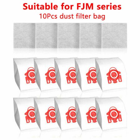 10Pack 3D Efficiency Dust Filter Bags for Miele FJM,CompactC2,S241-256i,S290,S300i,S578,S700,S4,S6 Series Canister Vacuum Cleaner Replaces Part