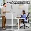 Electric Standing Desk Sit Stand Up Table Height Adjustable Motorised Rising White Computer Office Tempered Glass Top Wireless USB