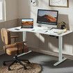 Electric Standing Desk Corner Sit Stand Up Table Height Adjustable L Shaped Rising Computer Office Motorised USB White