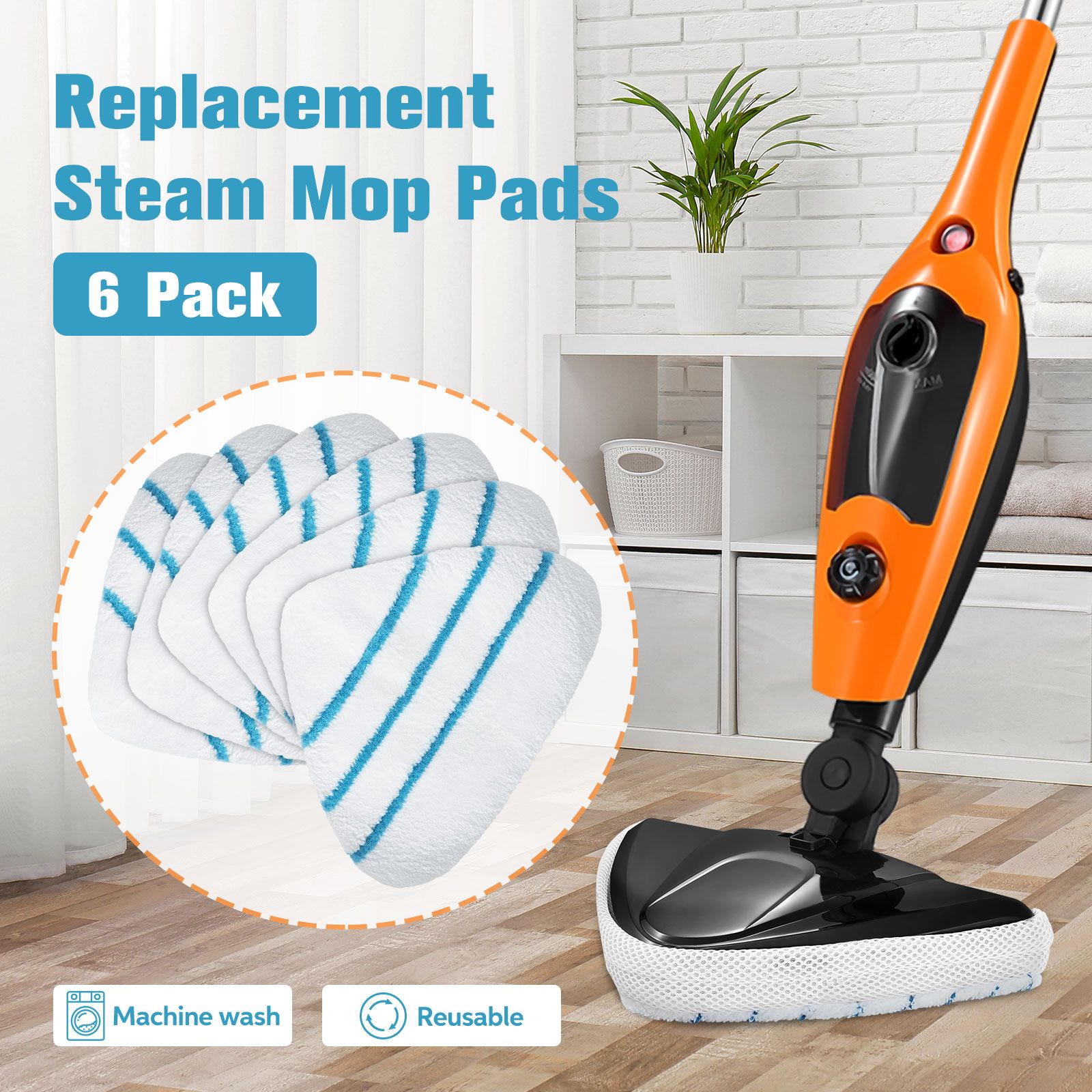 Steam Mop Replacement Pads Cloths 6 Pack Replaceable for 14in1 Garment