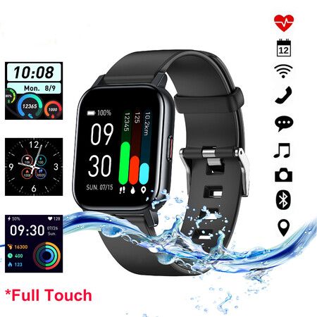 Smart Watch for Android and iPhone, GTS1 Fitness Tracker Health Tracker IP68 Waterproof Smartwatch for Women Men,Black