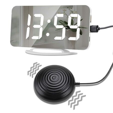 LED Vibration Alarm Clock Multifunctional Dual USB Charging Mute Luminous Headboard for Deaf and Hard of Hearing Snooze