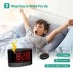 Alarm Clock with Wireless Bed Shaker, Vibrating Dual for Heavy Sleepers, Deaf and Hearing-impaired, Adjustable Volume/Dimmer/Wake up, USB Charger