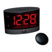 Alarm Clock with Wireless Bed Shaker, Vibrating Dual for Heavy Sleepers, Deaf and Hearing-impaired, Adjustable Volume/Dimmer/Wake up, USB Charger