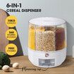 Cereal Rice Box Dispenser Rotating Dry Food Storage Container Bin Grain Flour Candy Snack 6 Grids Measuring Cup 10kg