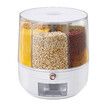 Cereal Rice Box Dispenser Rotating Dry Food Storage Container Bin Grain Flour Candy Snack 6 Grids Measuring Cup 10kg