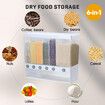 Cereal Rice Box Dispenser Dry Food Flour Storage Grain Container Candy Bin 10kg Wall Mounted Freestanding 5 Partitions Measuring Tray