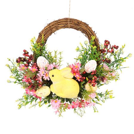 Easter Egg Wreath Hanging Front Door Easter Decoration Simulation Garland