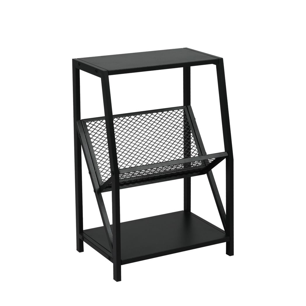 Levede Small Bookshelf 3-Tier Storage Organizer Rack Bookcase Steel Display File